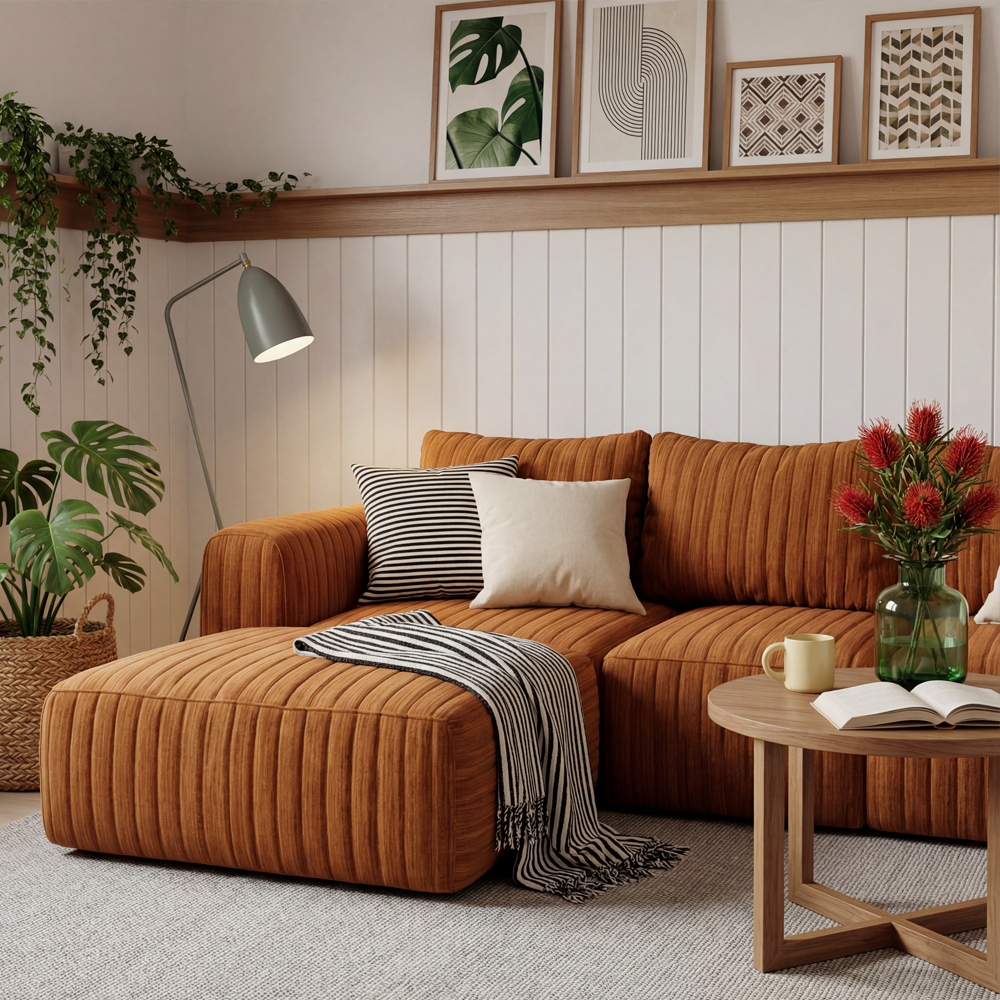 Terracotta Modular Sectional Sofa Cozy Lounging