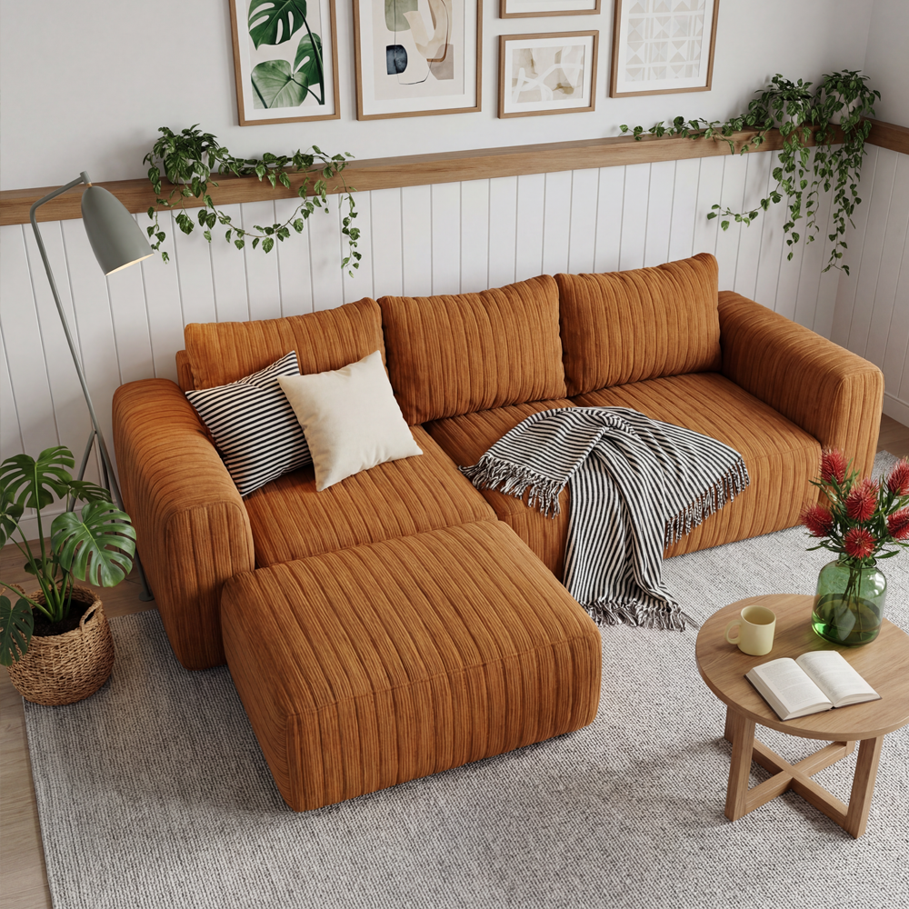 Terracotta Modular Sectional Sofa Cozy Lounging
