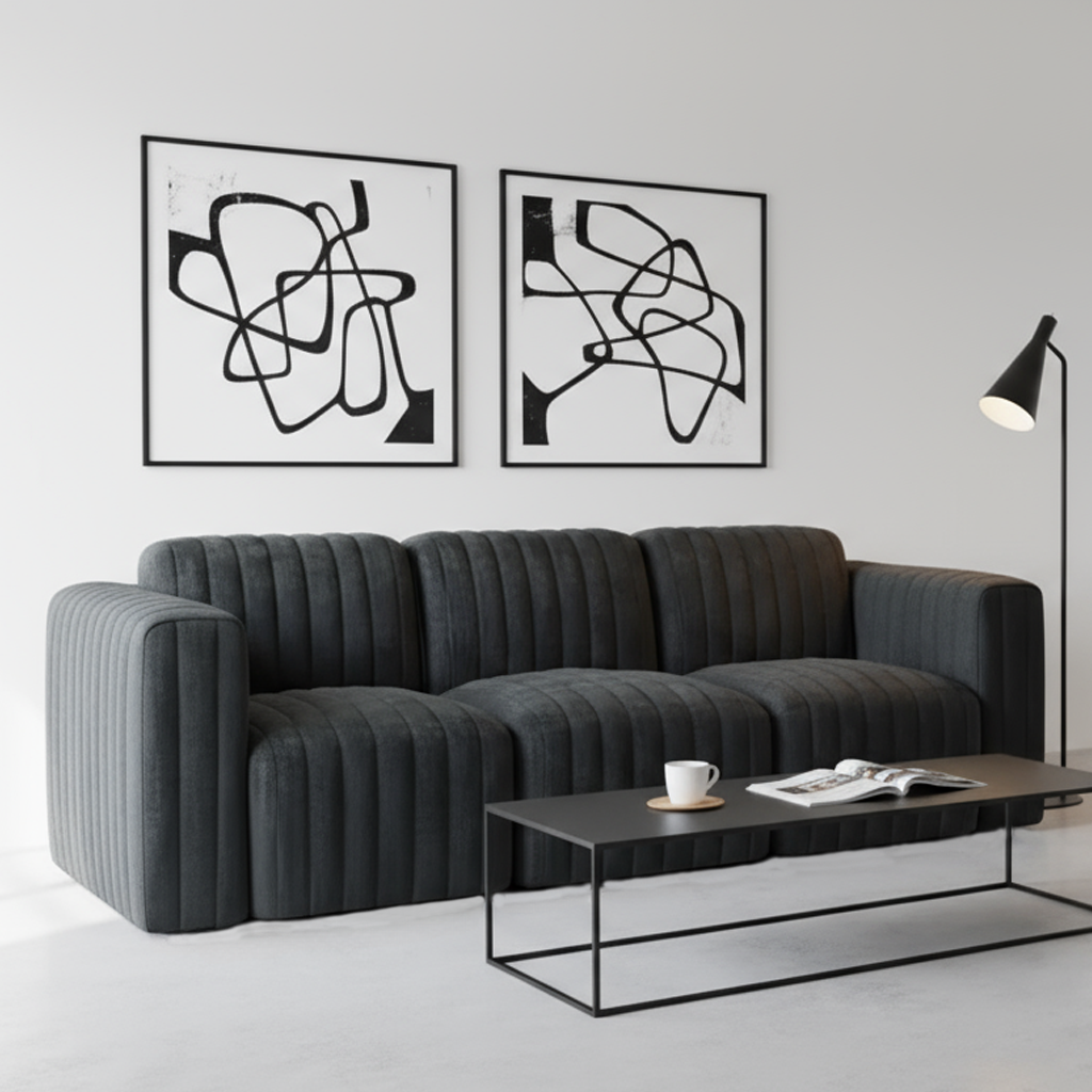 Onyx 3-Seat Sofa Channel Tufted