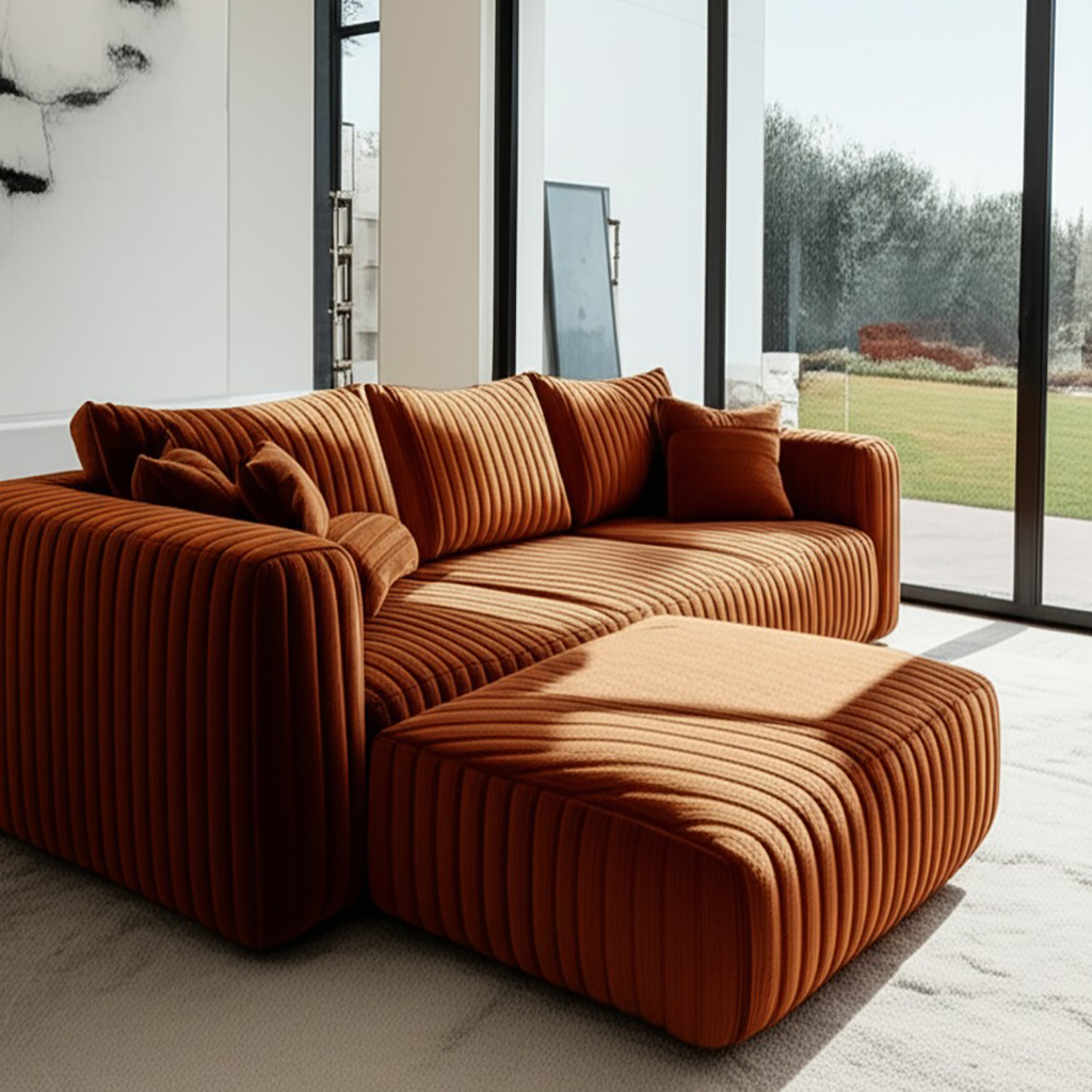 Terracotta Modular Sectional Sofa Cozy Lounging
