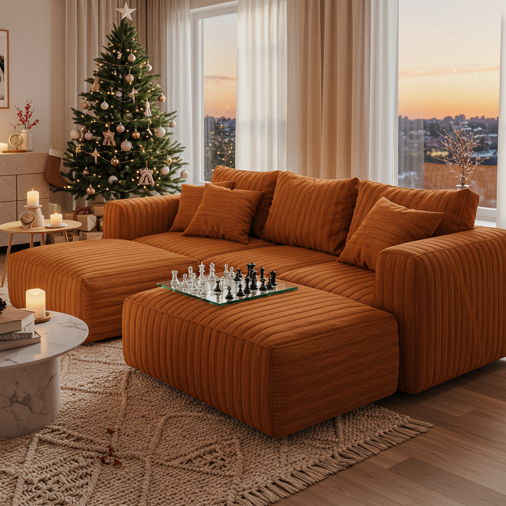 Terracotta Modular Sectional Sofa Cozy Lounging