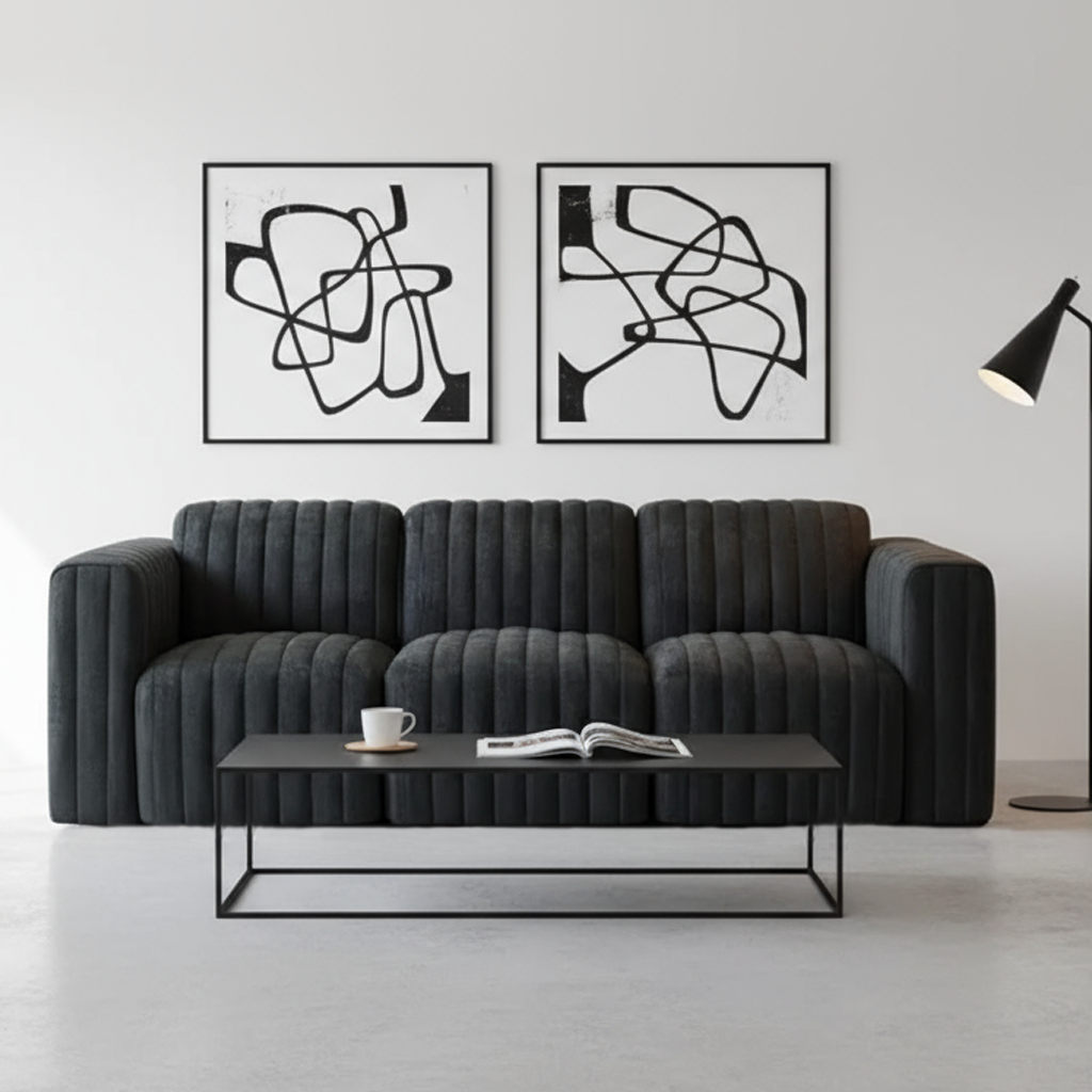 Onyx 3-Seat Sofa Channel Tufted