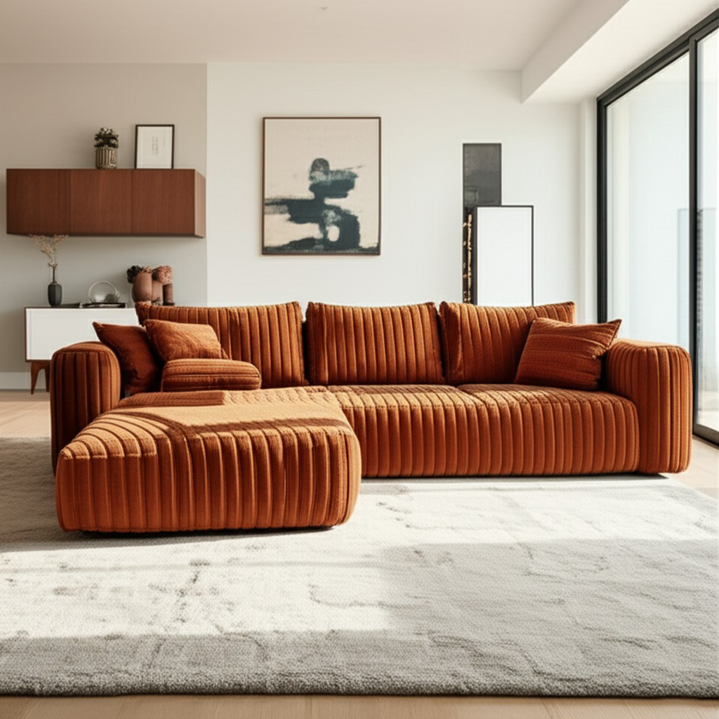 Terracotta Modular Sectional Sofa Cozy Lounging