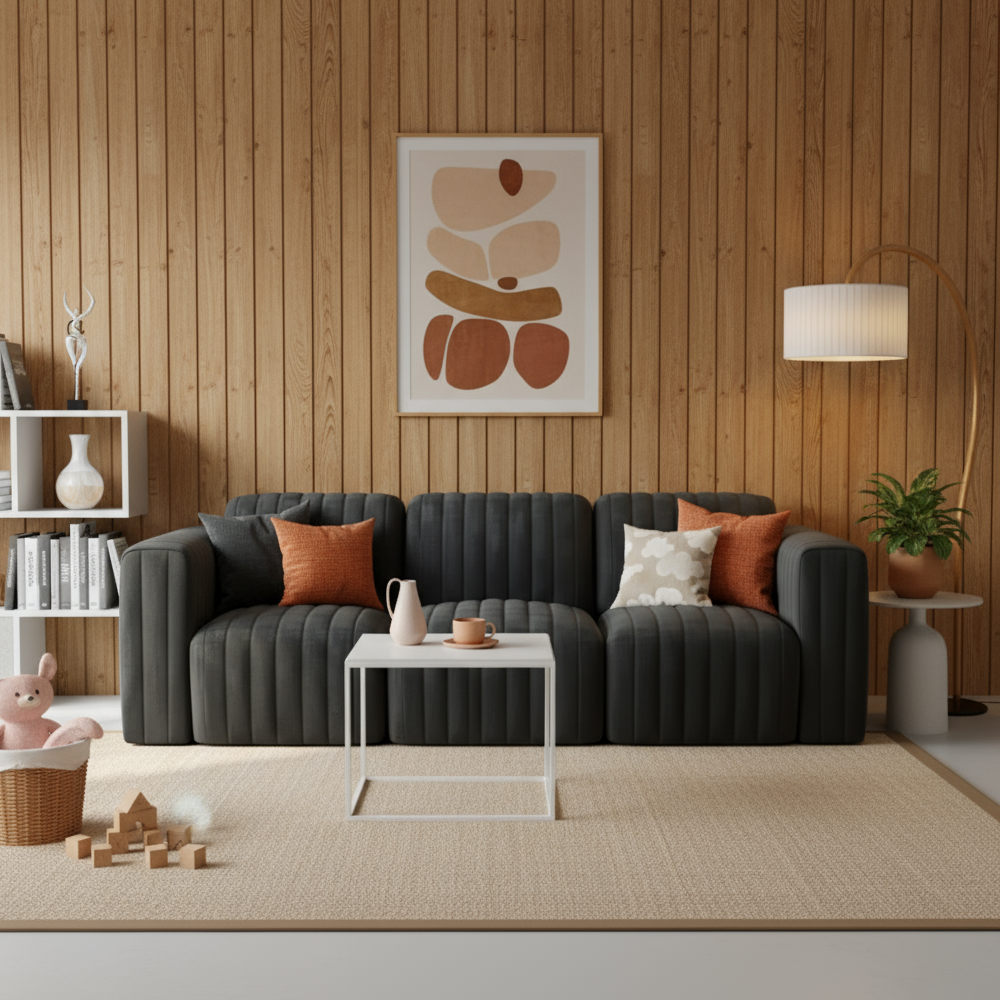 Onyx 3-Seat Sofa Channel Tufted