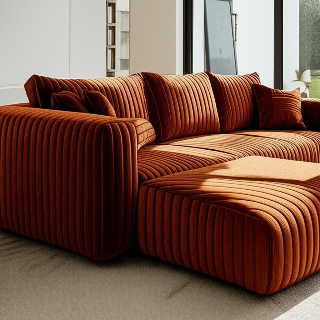 Terracotta Modular Sectional Sofa Cozy Lounging