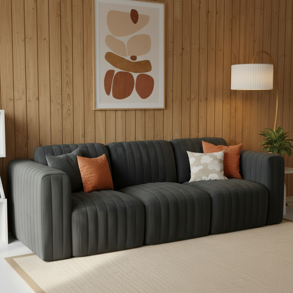 Onyx 3-Seat Sofa Channel Tufted