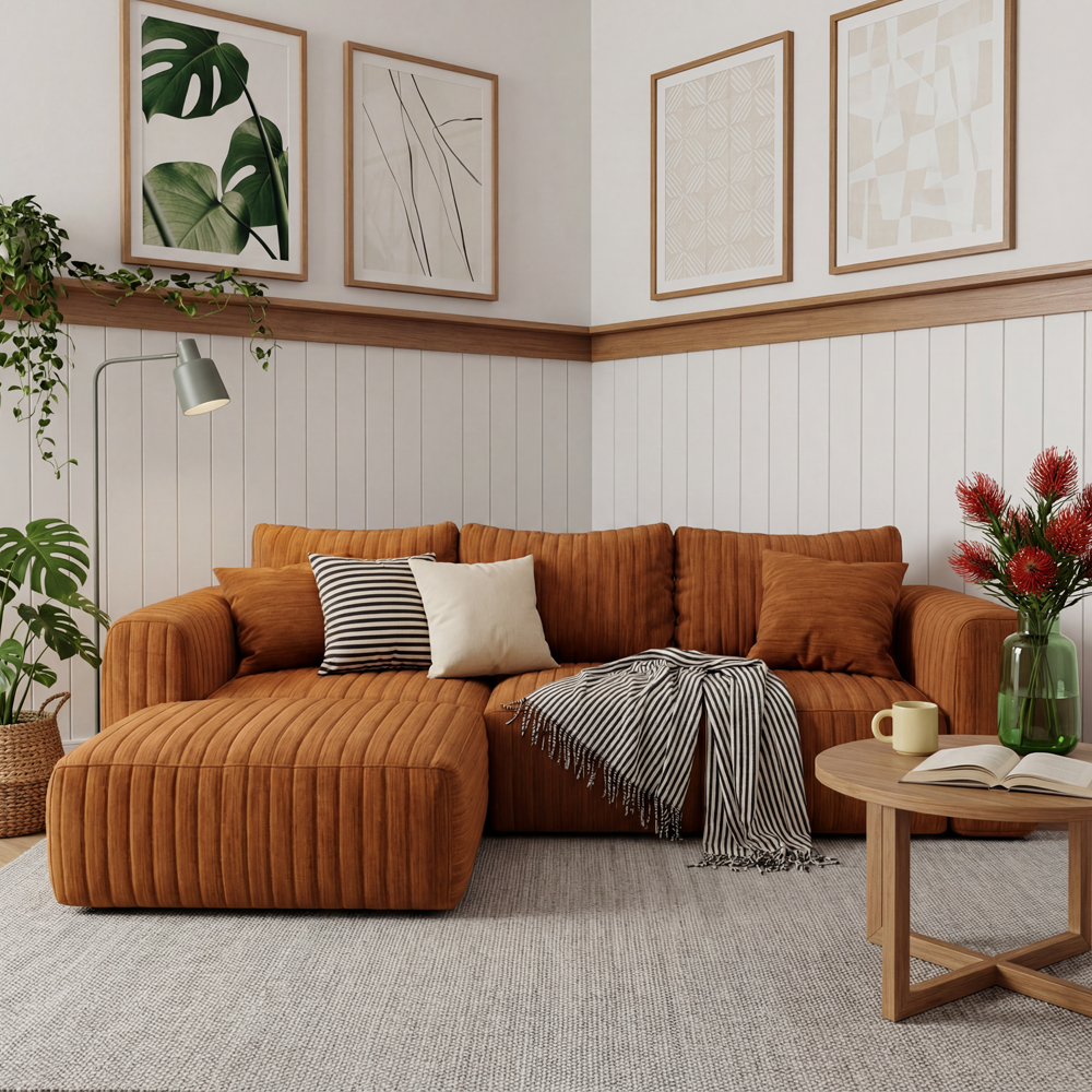 Terracotta Modular Sectional Sofa Cozy Lounging